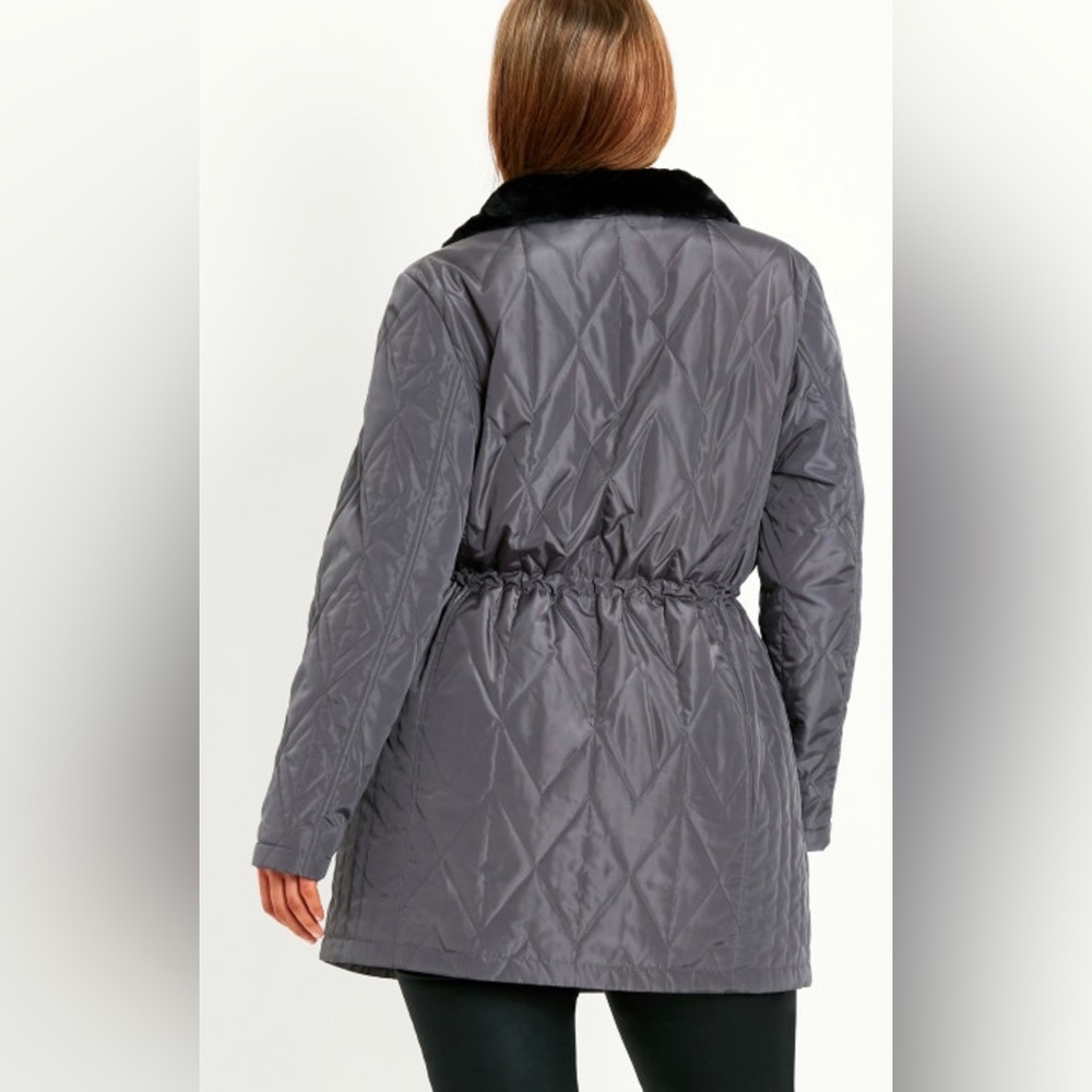 EVANS by Avenue
Faux Fur Collar Padded Coat - grey - Picture 2 of 5